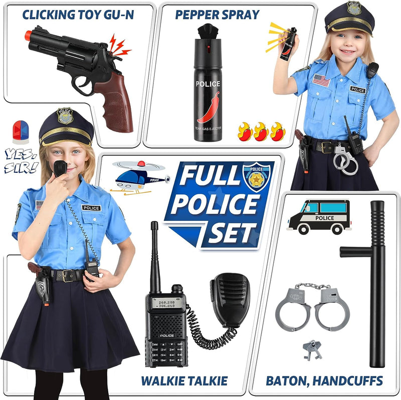 Loscola Police Officer Costume for Kids, Girls Police Costume for Kids, Halloween Costumes for Girls Kids 3-12, Cop Police Uniform for Girls, Police Outfit for Party Dress Up