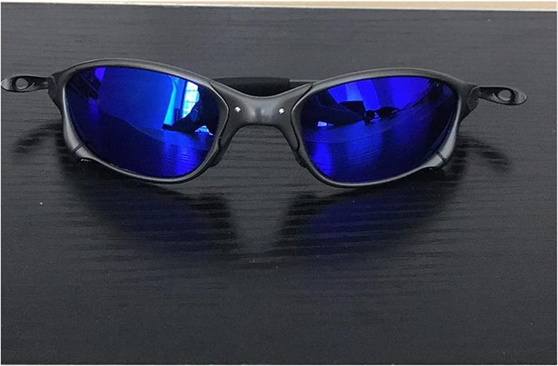PJRYC Alloy Metal Frame Cycling Sunglasses Men Sunglasses Bicycle Glasses Cycling Eyewear (Color : Blue, Eyewear Size : One Size) Sporting Goods > Outdoor Recreation > Cycling > Cycling Apparel & Accessories PJRYC Blue One Size 
