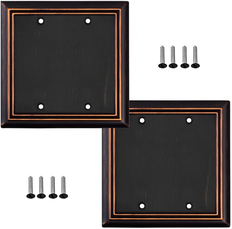 Pack of 4 Wall Plate Outlet Switch Covers by SLEEKLIGHTING | Decorative Oil Rubbed Bronze | Variety of Styles: Decorator/Duplex/Toggle / & Combo | Size: 1 Gang Decorator Sporting Goods > Outdoor Recreation > Fishing > Fishing Rods SLEEKLIGHTING 2 Blank  