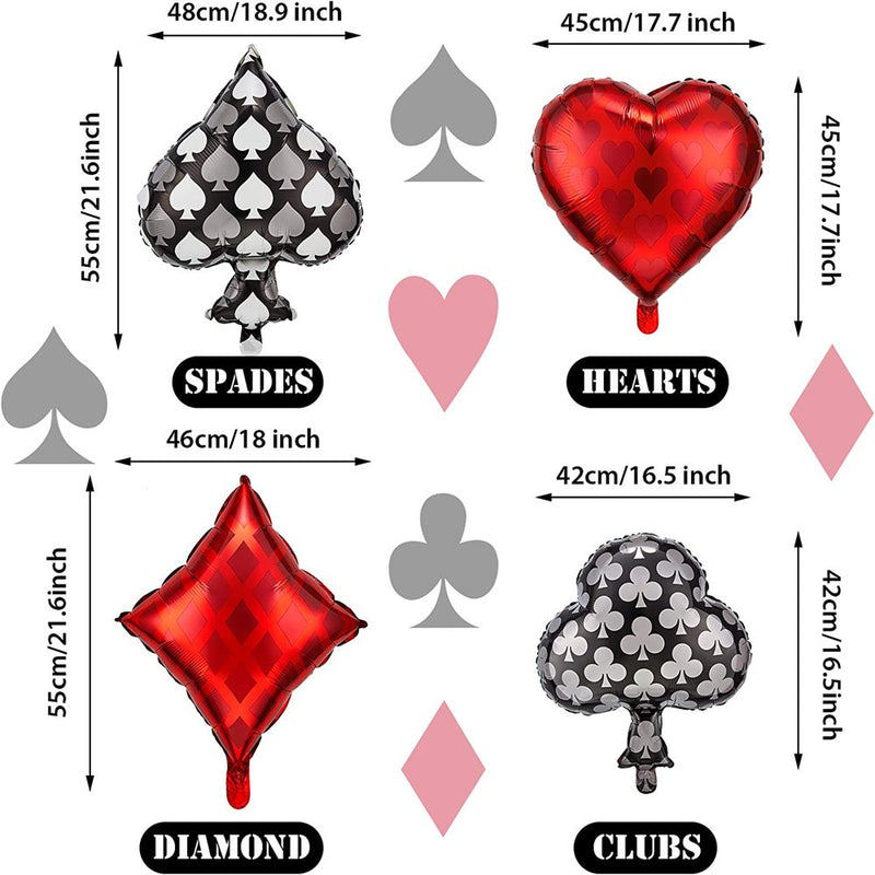 FYBD 8 Pieces Casino Theme Party Balloons Playing Cards Balloons Casino Foil Balloons Casino Party Decoration Supplies for Las Vegas Party, Poker Events, Casino Night Birthday Arts & Entertainment > Party & Celebration > Party Supplies FYBD   