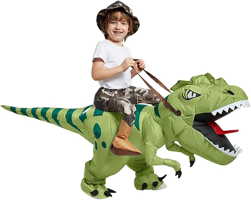 One Casa Inflatable Dinosaur Costume Riding T Rex Air Blow up Funny Fancy Dress Party Halloween Costume for Kids  One Casa   