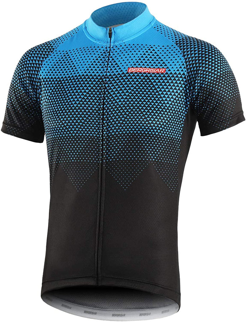 BERGRISAR Men'S Cycling Jerseys Short Sleeves Bike Shirt Sporting Goods > Outdoor Recreation > Cycling > Cycling Apparel & Accessories bergrisar official 8006blue Large 