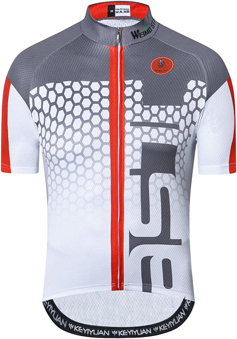 Men Cycling Jersey Bike Biking Shirt Tops Short Sleeve Clothing Sporting Goods > Outdoor Recreation > Cycling > Cycling Apparel & Accessories YIDINGDIAN White Medium 