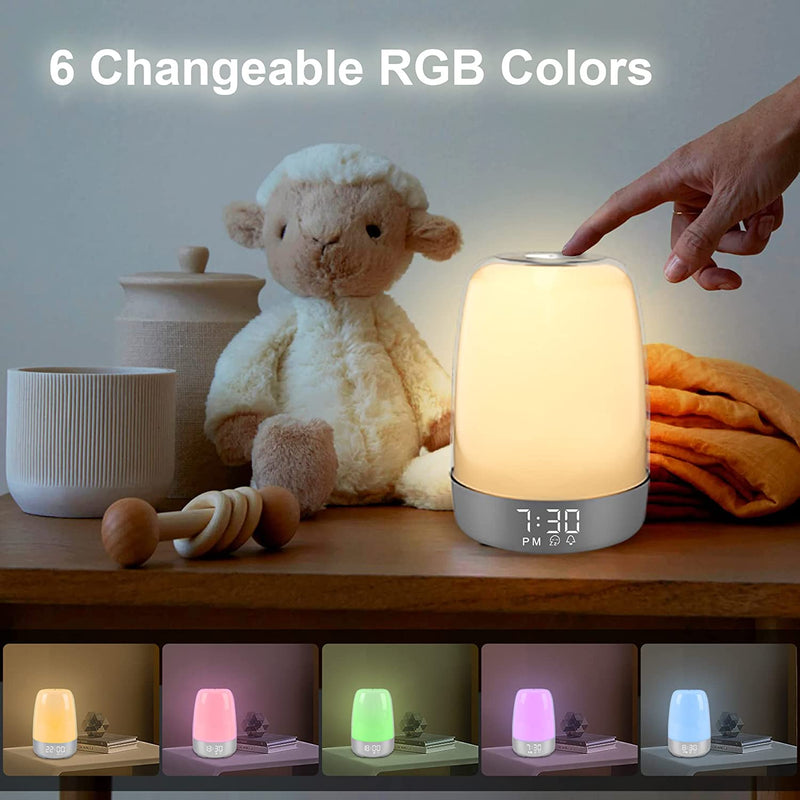 Touch Wake up Night Light with Alarm Clock , Vicsoon Dimmable Warm White Small Bedside Lamp with Sleep Aid Snooze Timer, RGB Color Ambient Nightstand Night, for Kids,Bedroom, Breastfeeding Home & Garden > Lighting > Night Lights & Ambient Lighting Vicsoon   