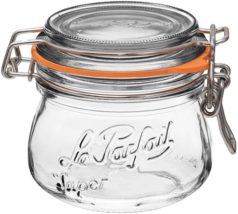 Le Parfait Super Jar - 1.5L French Glass Canning Jar W/Round Body, Airtight Rubber Seal & Glass Lid, 48Oz/Quart & Half (Single Jar) Stainless Wire Home & Garden > Decor > Decorative Jars Le Parfait 1 250ml - 8oz - SS 