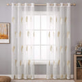 MIULEE 2 Panels Leaves Embroidery Sheer Curtains Grommet Window Curtain Semi Voile Drapes Panels for Living Room Bedroom 54" W X 84" L (White and Blue) Home & Garden > Decor > Window Treatments > Curtains & Drapes MIULEE Brown 54''W x 63''L 