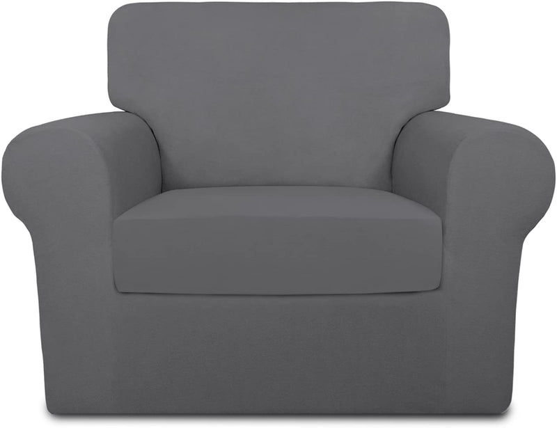 Purefit 4 Pieces Super Stretch Chair Couch Cover for 3 Cushion Slipcover – Spandex Non Slip Soft Sofa Cover for Kids, Pets, Washable Furniture Protector (Sofa, Brown) Home & Garden > Decor > Chair & Sofa Cushions PureFit Grey Small 