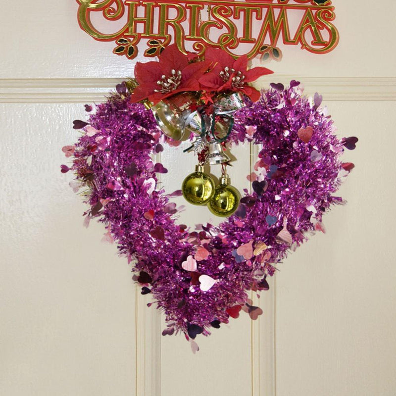 Red Tinsel Heart Wreath Decorations - Heart Shaped Decor for Front Door Wall - Valentine Day Wreath Decorations Outdoor Indoor - Artificial Heart Decorations for Party, 12 Inch Home & Garden > Decor > Seasonal & Holiday Decorations Popfeel Purple&Red  