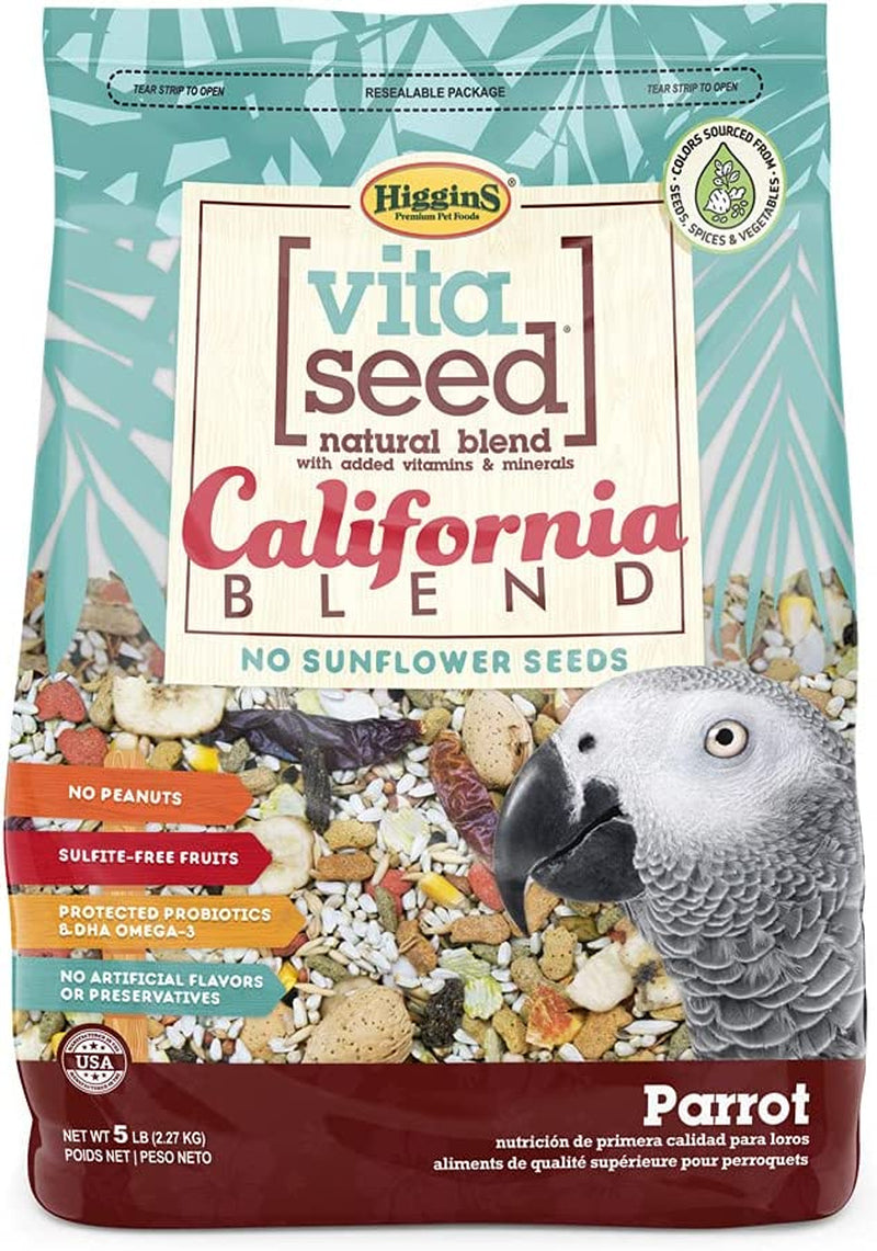 Higgins VITA SEED CALIFORNIA BLEND Parrot Food, 5 Lb. Bag. Safflower Seed Based Blend with Added Vitamins, Minerals and Trace Nutrients. Fast Delivery!!! Animals & Pet Supplies > Pet Supplies > Bird Supplies > Bird Food Higgins   