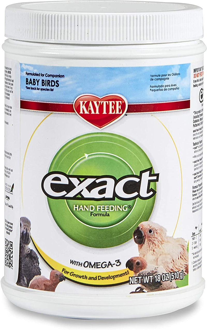 Kaytee Exact Hand Feeding Pet Bird Baby Food for Parrots, Parakeets, Lovebirds, Cockatiels, Conures, Cockatoos, and Macaws, 5 Pound Animals & Pet Supplies > Pet Supplies > Bird Supplies > Bird Food Kaytee 1.125 Pound (Pack of 1)  