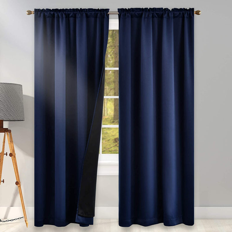 Coral 100PCT Blackout Curtains Bedroom Drapes - Totally Darkness Panels Thermal Insulated Lined Rod Pocket Curtains for Kids Room( 2 Panels 42 by 45 Inch) Home & Garden > Decor > Window Treatments > Curtains & Drapes KEQIAOSUOCAI Navy Blue W42" X L96" 