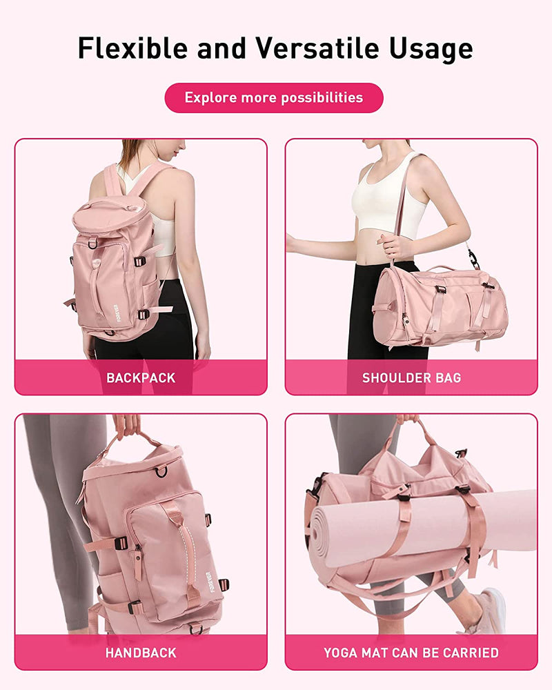 Gym Bag Womens Travel Duffel Totes Bag Lightweight Backpack Sports Carry on Getaway Holdall Luggage Bags with Shoes Compartment Adjustable Strap for Yoga Swimming Dance Bag for Weekend Pink Small Home & Garden > Household Supplies > Storage & Organization SEAFEW   