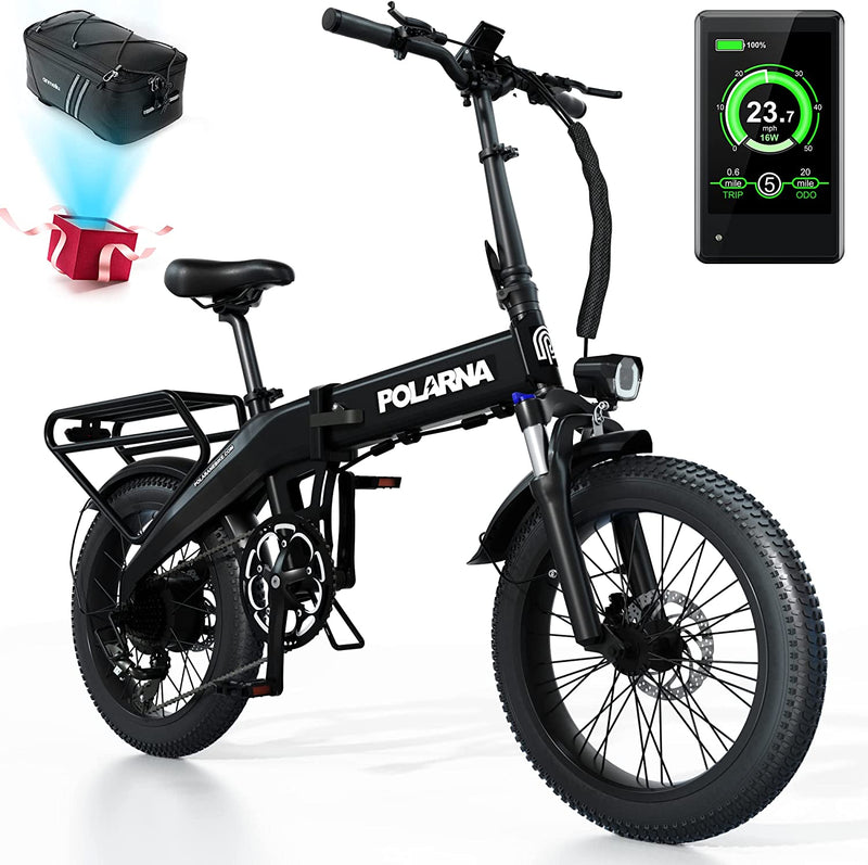 Electric Bike for Adults, Folding 20" Fat Tire Electric Bike Peak 500W Motor 48V/14Ah Removable Battery Ebike with Color LCD Display Mountain Snow Ebike and Fork, Shimano 8 Speed for All Terrain Sporting Goods > Outdoor Recreation > Cycling > Bicycles Guangzhou Gedesheng Electric Bike Co.,Ltd. Black  