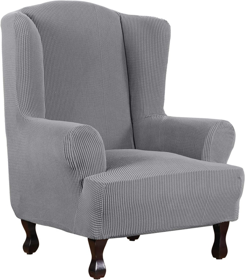 H.VERSAILTEX Wing Chair Slipcover Chair Covers for Wingback Chairs Wingback Chair Covers Slipcovers 1 Piece Stretch Sofa Cover Furniture Protector Soft Spandex Jacquard Checked Pattern, Chocolate Home & Garden > Decor > Chair & Sofa Cushions H.VERSAILTEX Dove 1 