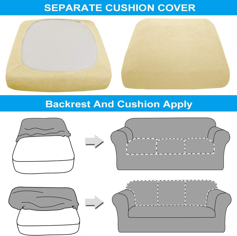 Couch Cushion Covers NORTHERN BROTHERS Stretch Sofa Cushion Covers Spandex Sofa Couch Seat Covers for 3 Cushion Couch Cushion Slipcovers Covers for Living Room (3 Piece Seat Cushion Covers, Beige) Home & Garden > Decor > Chair & Sofa Cushions NORTHERN BROTHERS   