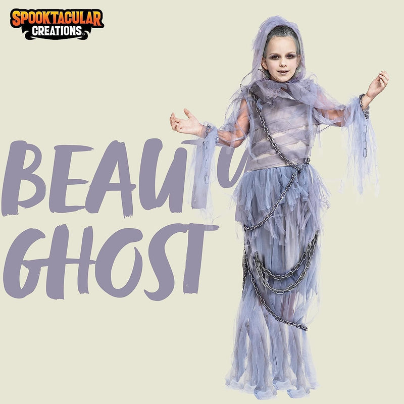 Spooktacular Creations Haunting Beauty Ghost Girl Costume, Scary Ghost Dress Midnight Costume for Halloween Dress up Party-M(8-10Yr)  JOYIN   