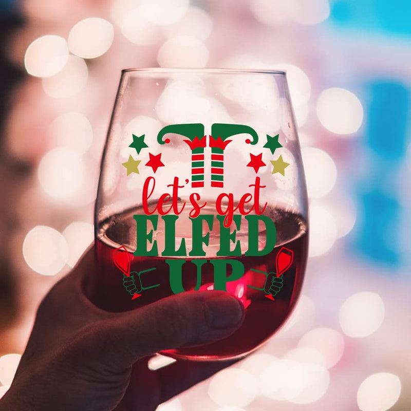 DYJYBMY Let'S Get Elfed up Wine Glass, Christmas New Year Gifts for Women, Christmas Wine Glass for Women Men Sister Friends, Wine Glass for Thanksgiving Christmas Wedding Party