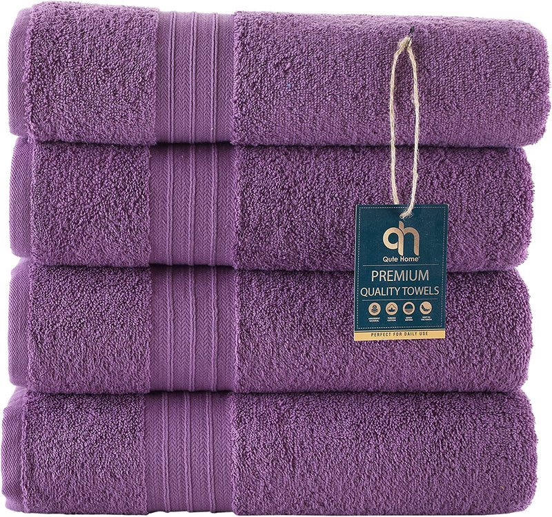Qute Home 4-Piece Washcloths, Bosporus Collection 100% Turkish Cotton Premium Quality Towels for Bathroom, Quick Dry Soft and Absorbent Turkish Towel, Set Includes 4 Wash Cloths (Coral Red) Home & Garden > Linens & Bedding > Towels Qute Home Mauve Purple 27"x54" Bath Towels 