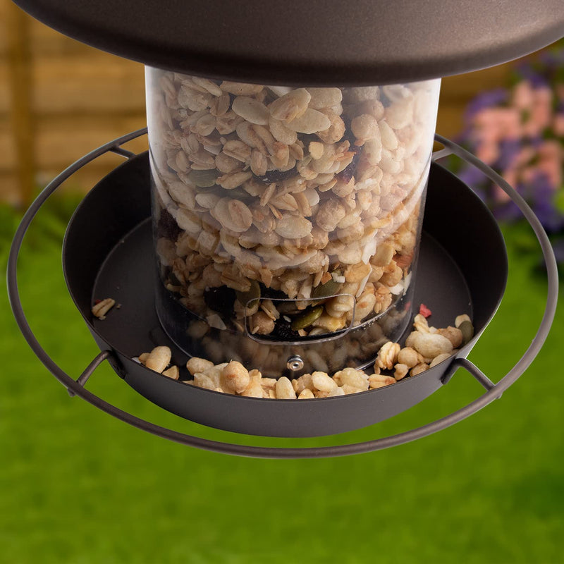 Bird Feeder for outside Hanging,Bird Seed for outside Wild Bird Feeders for Garden Yard Outdoor Decoration,Round Roof Design for Sun-Proof and Rainproof, Brown Animals & Pet Supplies > Pet Supplies > Bird Supplies > Bird Cage Accessories > Bird Cage Food & Water Dishes Staryouju   