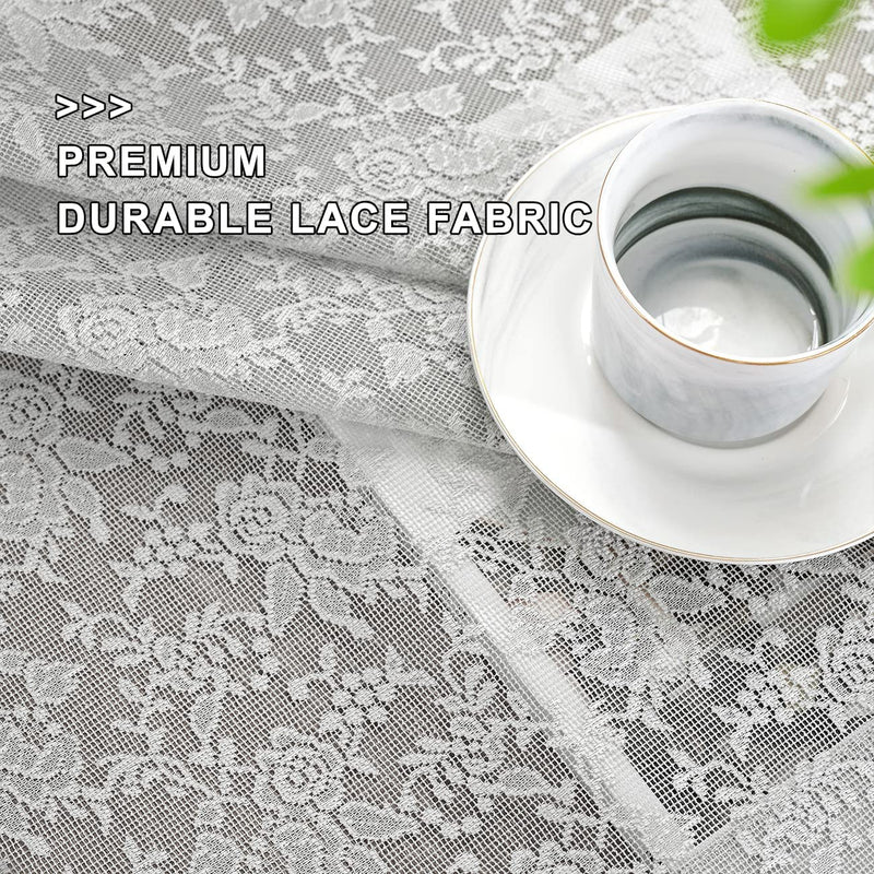 FINECITY Grey Lace Curtains for Bedroom - Rose Floral Grey Sheer Curtains 63 Inch Length, Light Filtering Sheer Lace Curtains, Farmhouse Window Sheer Curtains Gary 2 Panels, 52 X 63 Inch, Grey Home & Garden > Decor > Window Treatments > Curtains & Drapes FINECITY   