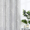 FMFUNCTEX Branch White Curtains 84” for Living Room Grey and Auqa Bluetree Branches Print Curtain Set Wrinkle Free Thick Linen Textured Semi-Sheer Window Drapes for Bedroom Grommet Top, 2 Panels Home & Garden > Decor > Window Treatments > Curtains & Drapes FMFUNCTEX Semi-sheer: Grey + Foil Silver 50" x 108" 