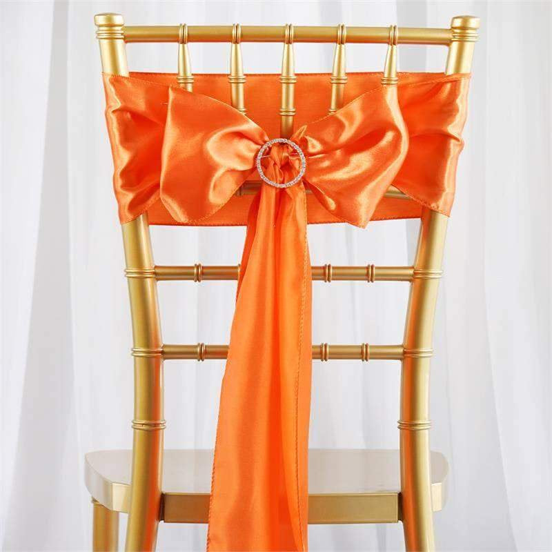 Efavormart 25Pcs Gold SATIN Chair Sashes Tie Bows for Wedding Events Decor Chair Bow Sash Party Decoration Supplies 6 X106" Arts & Entertainment > Party & Celebration > Party Supplies Efavormart.com Orange  