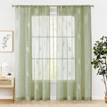 JINCHAN Sheer Embroidered Curtains for Living Room 84 Inch Length 2 Panels Leaf Pattern Voile for Bedroom Botanical Design Rod Pocket Top Window Treatments Sheers for Kitchen White on Taupe Home & Garden > Decor > Window Treatments > Curtains & Drapes CKNY HOME FASHION Herb Green 84"L 