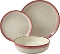 Tabletops Gallery Speckled Farmhouse Collection- Stoneware Dishes Service for 4 Dinner Salad Appetizer Dessert Plate Bowls, 16 Piece Jura Embossed Dinnerware Set in Caramel Home & Garden > Kitchen & Dining > Tableware > Dinnerware Tabletops Gallery Timeless Designs Since 1983 HANOVER RED 12 PIECE DINNERWARE 