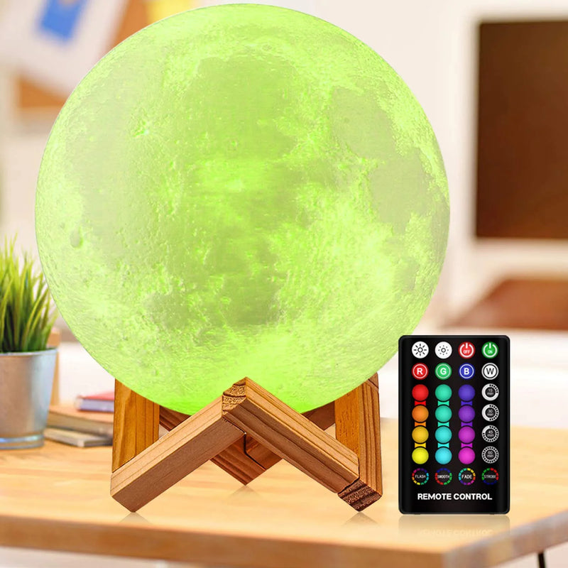 DTOETKD Moon Lamp, 16 Colors 3D Printed Moon Lights Kids Night Light with Stand, Time Setting, Remote & Touch Control, USB Rechargeable, Birthday Gifts for Boys Girls Friends Lover Home & Garden > Lighting > Night Lights & Ambient Lighting DTOETKD 9.6 inch  
