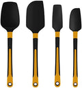 TEEVEA Silicone Spatula Set Rubber Jar Spoon Spatula Kitchen Utensils Non-Stick Heat Resistant for Scraping Cooking Baking Mixing Tools 4 Pack Home & Garden > Kitchen & Dining > Kitchen Tools & Utensils TEEVEA 4Pack Black Yellow  