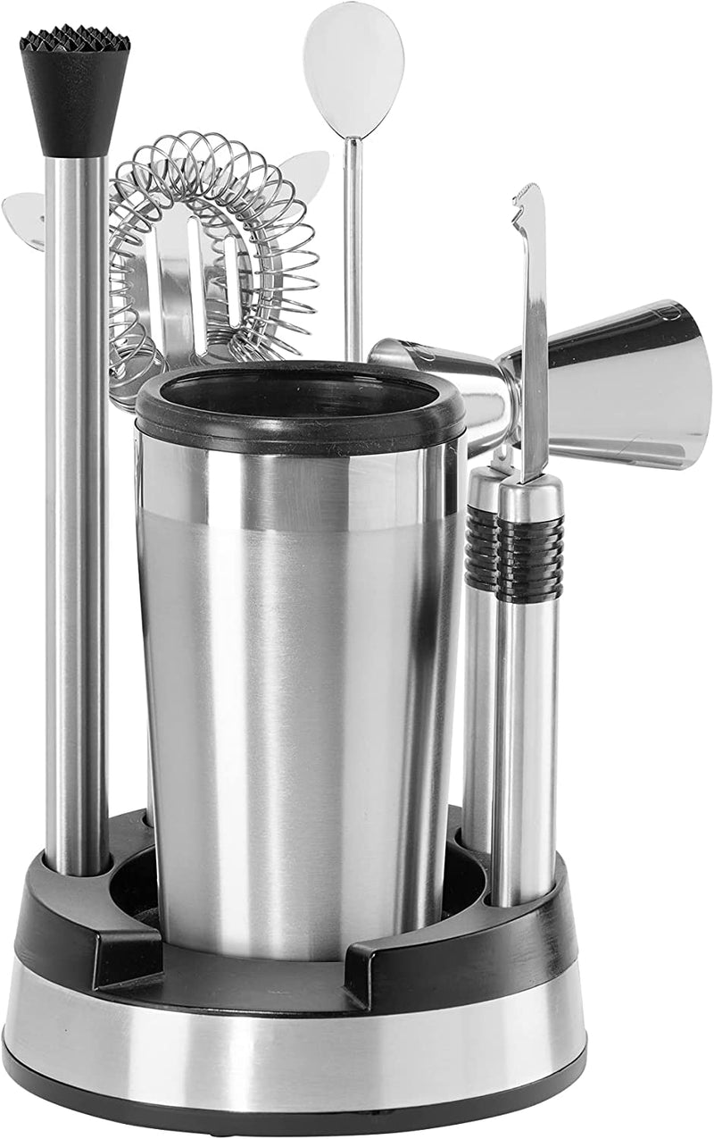OGGI Compact Stainless Steel 8-Piece Bar Tool Set- Bartender Kit W/ Stand, Stainless Steel Cocktail Set, Ideal Bar Accessories, Barware Set Is Perfect for Bar Cart or Home Bar Home & Garden > Kitchen & Dining > Barware Oggi   