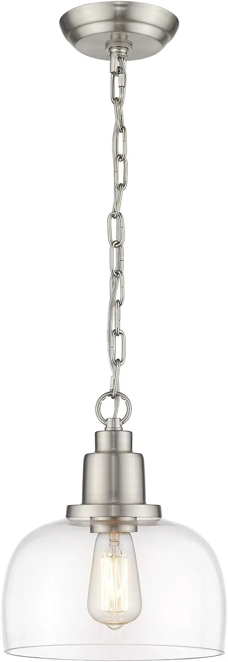 EAPUDUN Modern Farmhouse Pendant Light, 1-Light Industrial Hanging Light Fixture 9.3-Inch, Brushed Nickel Finish with Clear Glass Shade, PDA1127-BNK Home & Garden > Lighting > Lighting Fixtures EAPUDUN Brushed Nickel 1 Light 