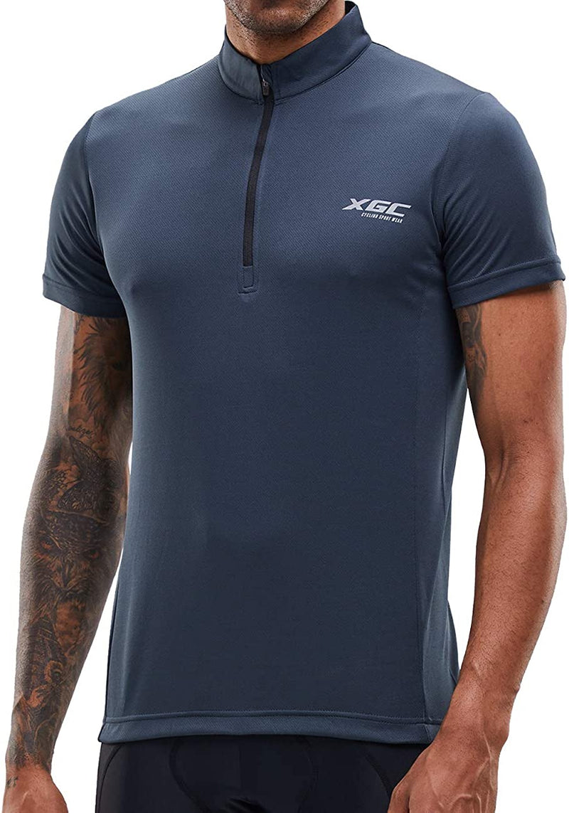 XGC Men'S Short/Long Sleeve Cycling Jersey Bike Jerseys Cycle Biking Shirt with Quick Dry Breathable Fabric Sporting Goods > Outdoor Recreation > Cycling > Cycling Apparel & Accessories XGC 029 Grey 3X-Large 