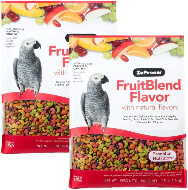 Zupreem Fruitblend Flavor Pellets Bird Food for Parrots and Conures, 3.5 Lb - Daily Blend Made in USA for Caiques, African Greys, Senegals, Amazons, Eclectus, Small Cockatoos Animals & Pet Supplies > Pet Supplies > Bird Supplies > Bird Food ZuPreem FruitBlend 3.5 Pound (Pack of 2) 