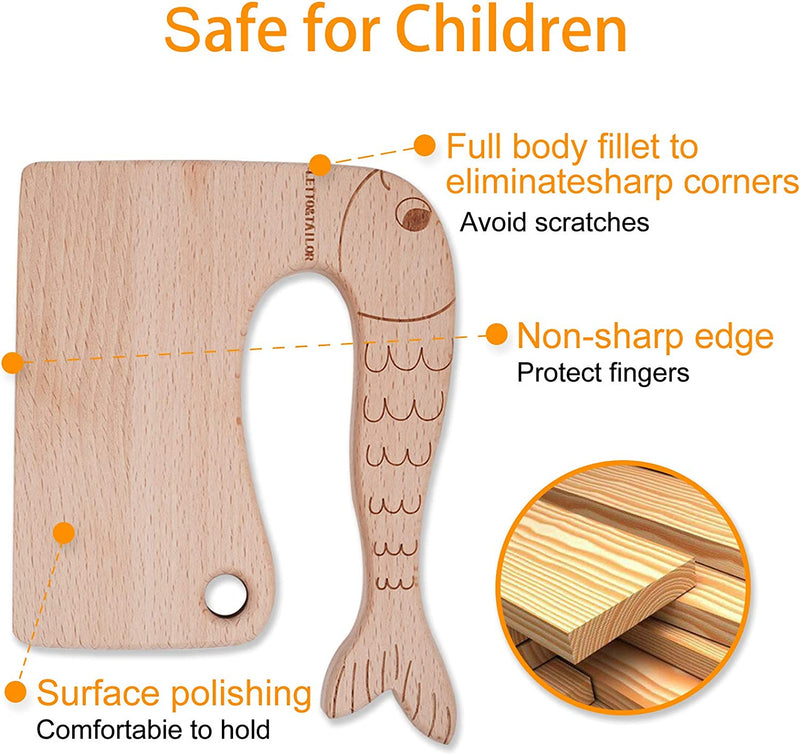 LETTO & TAILOR Wooden Kids Knife for Cooking, Children'S Safe Knives, Montessori Kitchen Tools for Toddlers, Chopper, Cutting Fruit and Vegetable (For 2-10 Years Old) Home & Garden > Kitchen & Dining > Kitchen Tools & Utensils > Kitchen Knives LETTO & TAILOR   