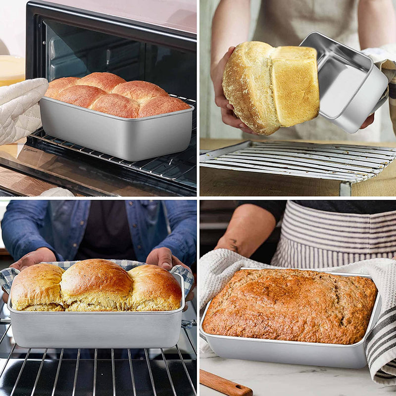 Homikit Baking Pan Set of 5, Stainless Steel Bakeware Sets Nonstick, Heavy Duty Metal Baking Sheets Tray and round Cake Bread Meatloaf Pans Great for Oven Cooking Roasting, Rust Free & Dishwasher Safe Home & Garden > Kitchen & Dining > Cookware & Bakeware Homikit   