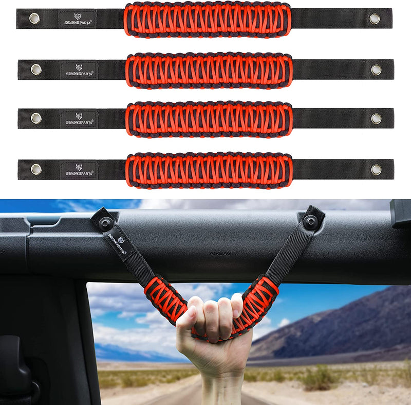 Seven Sparta 4 Pack Roll Bar Grab Handles Compatible with Ford Bronco 2021 2022 2/4 Door, Paracord Grip Handle, Bronco Interior Accessories (Not Fit Bronco Sport) Sporting Goods > Outdoor Recreation > Winter Sports & Activities LS-1103 Orange  