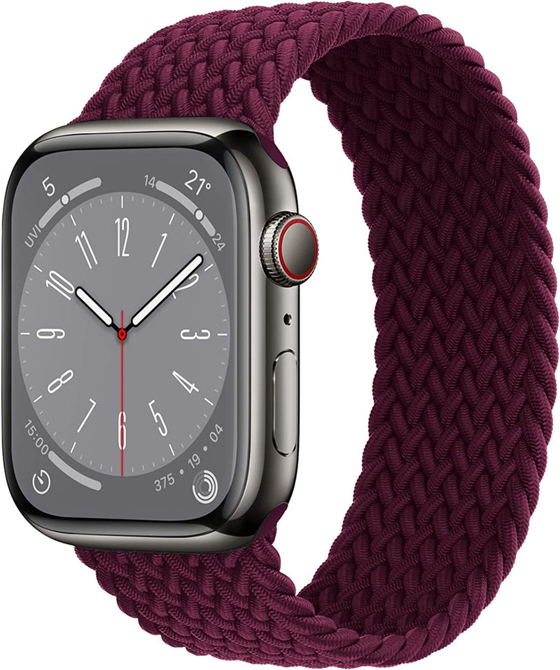 OULUOQI Braided Solo Loop Compatible with Apple Watch Band 38Mm 40Mm 41Mm 42Mm 44Mm 45Mm 49Mm Women Men,Lace Nylon Stretchy Elastic Sport Strap for Iwatch Ultra Series 8 SE 7 6 5 4 3 2 1. Sporting Goods > Outdoor Recreation > Winter Sports & Activities OULUOQI A-Cherry 38mm/40mm/41mm L 