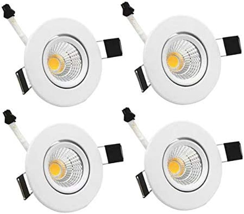 LED Downlight ZDPCYT 110V Dimmable 3WCOB CRI80 LED Spotlight Lamp 2 Inch down Lights Adjustable Recessed Lighting Fixture &Trim Lighting T Pack of 4 with Driver (Nature White(4000-4500K)) Home & Garden > Lighting > Flood & Spot Lights ZDPCYT Warm White  