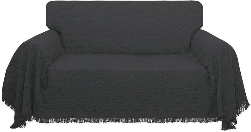 Easy-Going Geometrical Jacquard Sofa Cover, Couch Covers for Armchair Couch, L Shape Sectional Couch Covers for Dogs, Washable Luxury Bed Blanket, Furniture Protector for Pets,Kids(71X 102 Inch,Navy) Home & Garden > Decor > Chair & Sofa Cushions Easy-Going Dark Gray Medium 