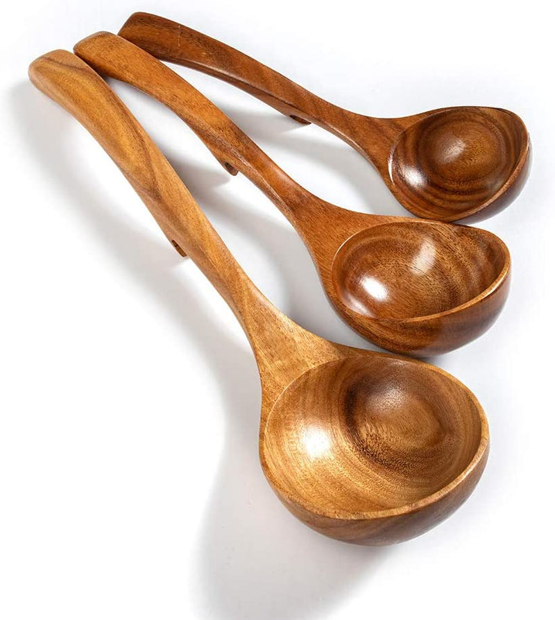 Spurtle Set, Natural Acacia Wooden Kitchen Utensils Set of 4, Wooden Spoons Utensils for Cooking, Stirring, Mixing, Serving, Spurtles Kitchen Tools as Seen on Tv for Nonsick Cookware Home & Garden > Kitchen & Dining > Kitchen Tools & Utensils TEZZ Three PCS  