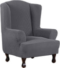 H.VERSAILTEX Wing Chair Slipcover Chair Covers for Wingback Chairs Wingback Chair Covers Slipcovers 1 Piece Stretch Sofa Cover Furniture Protector Soft Spandex Jacquard Checked Pattern, Chocolate Home & Garden > Decor > Chair & Sofa Cushions H.VERSAILTEX Gray 1 