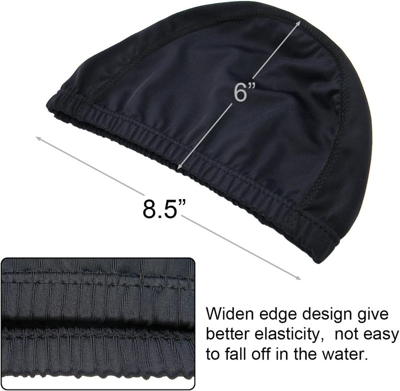 Qualtiy Yes QY 2Pack Superior Polyester Cloth Fabric Bathing Cap Swimming Caps Swimming Hats for Water Sports, Classic Pure Black Color Sporting Goods > Outdoor Recreation > Boating & Water Sports > Swimming > Swim Caps Qualtiy Yes   