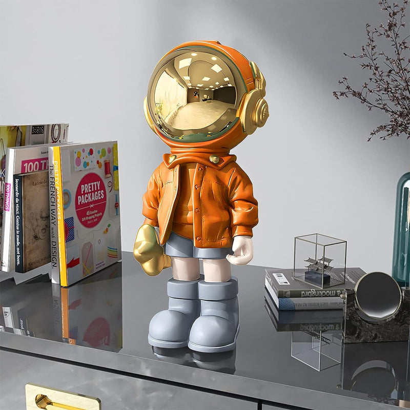 Dosker Astronaut Statues Spaceman Sculpture Polyresin Arts Gifts Orange Figurine Ornament Room Decor for Men,Home and Crafts Desktop Accessories Tabletop Decoration, Living Room, Office, Bookshelf  ZY2417   