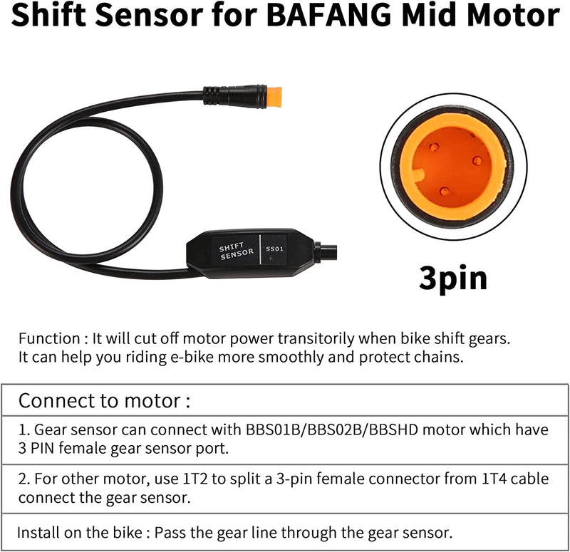 Baluoqi Gear Sensor and 1T2 Y-Splitter Extension Wire for BBS01 BBS02 BBSHD Electric Bike Sensor Shift Sensor for Bafang Electric Bicycle Speed Sensor Mid Drive System Shift Sensor Brake Split Cable Sporting Goods > Outdoor Recreation > Cycling > Bicycles baluoqi   
