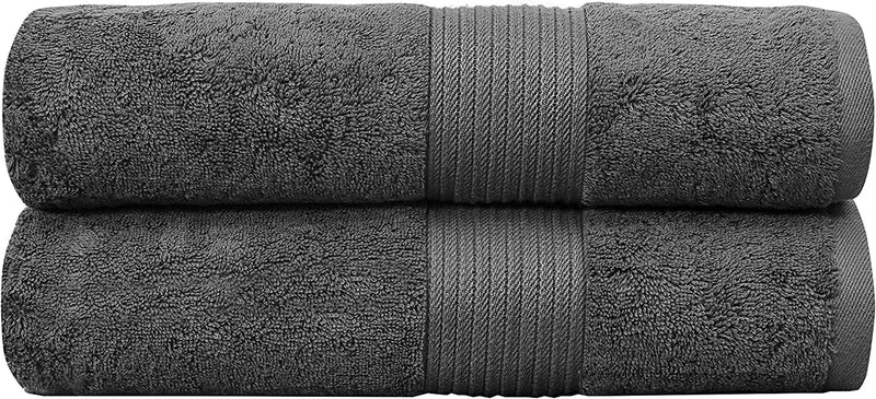 Luxury Extra Large Oversized Bath Towels | Hotel Quality Towels | 650 GSM | Soft Combed Cotton Towels for Bathroom | Home Spa Bathroom Towels | Thick & Fluffy Bath Sheets | Dark Grey - 4 Pack Home & Garden > Linens & Bedding > Towels Bumble Towels Dark Grey 34" x 56" 2 Pack 