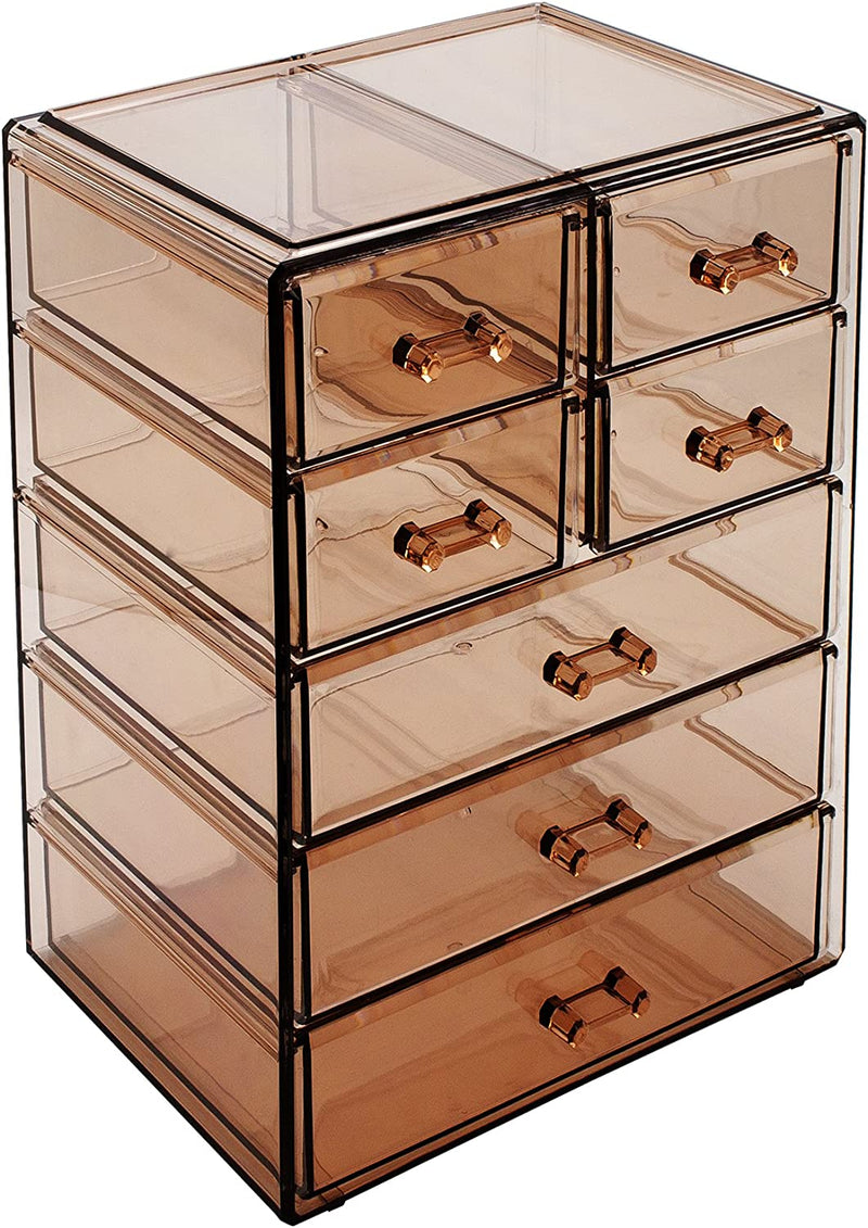 Sorbus Clear Cosmetics Makeup Organizer - Big & Spacious Acrylic Display Case - Stylish Designed Jewelry & Make up Organizers and Storage for Vanity, Bathroom (4 Large, 2 Small Drawers) Home & Garden > Household Supplies > Storage & Organization Sorbus Bronze Glow 3 Large, 4 Small Drawers 