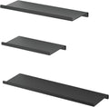 SRIWATANA Black Floating Shelves, Metal Wall Shelves Set of 3 for Bedroom, Living Room, Bathroom, Kitchen, Matte Black