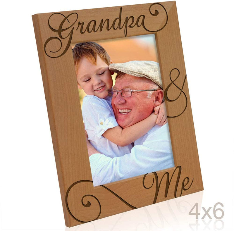 KATE POSH Grandpa and Me Engraved Natural Wood Picture Frame, I Love You Grandpa, Grandparent'S Day, Best Grandpa Ever, Grandfather Gifts, Grandpa & Me, Father'S Day, Christmas (4X6-Vertical) Home & Garden > Decor > Picture Frames KATE POSH   