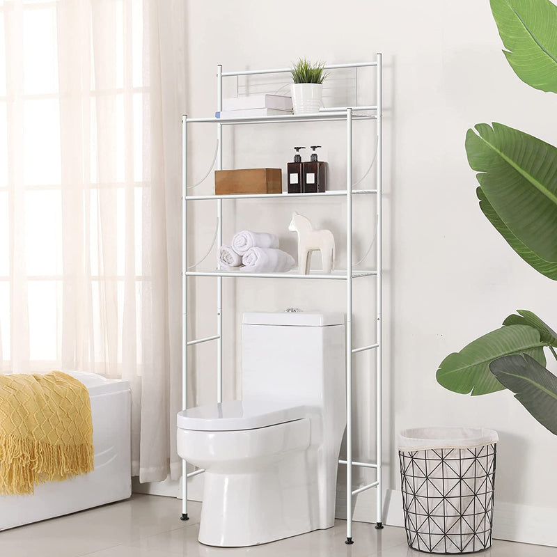 Mallboo Toilet Storage Rack, 3 -Tier Over-The-Toilet Bathroom Spacesaver - Easy to Assemble,9.5" D X 26.7" W X 64.4" H(White)